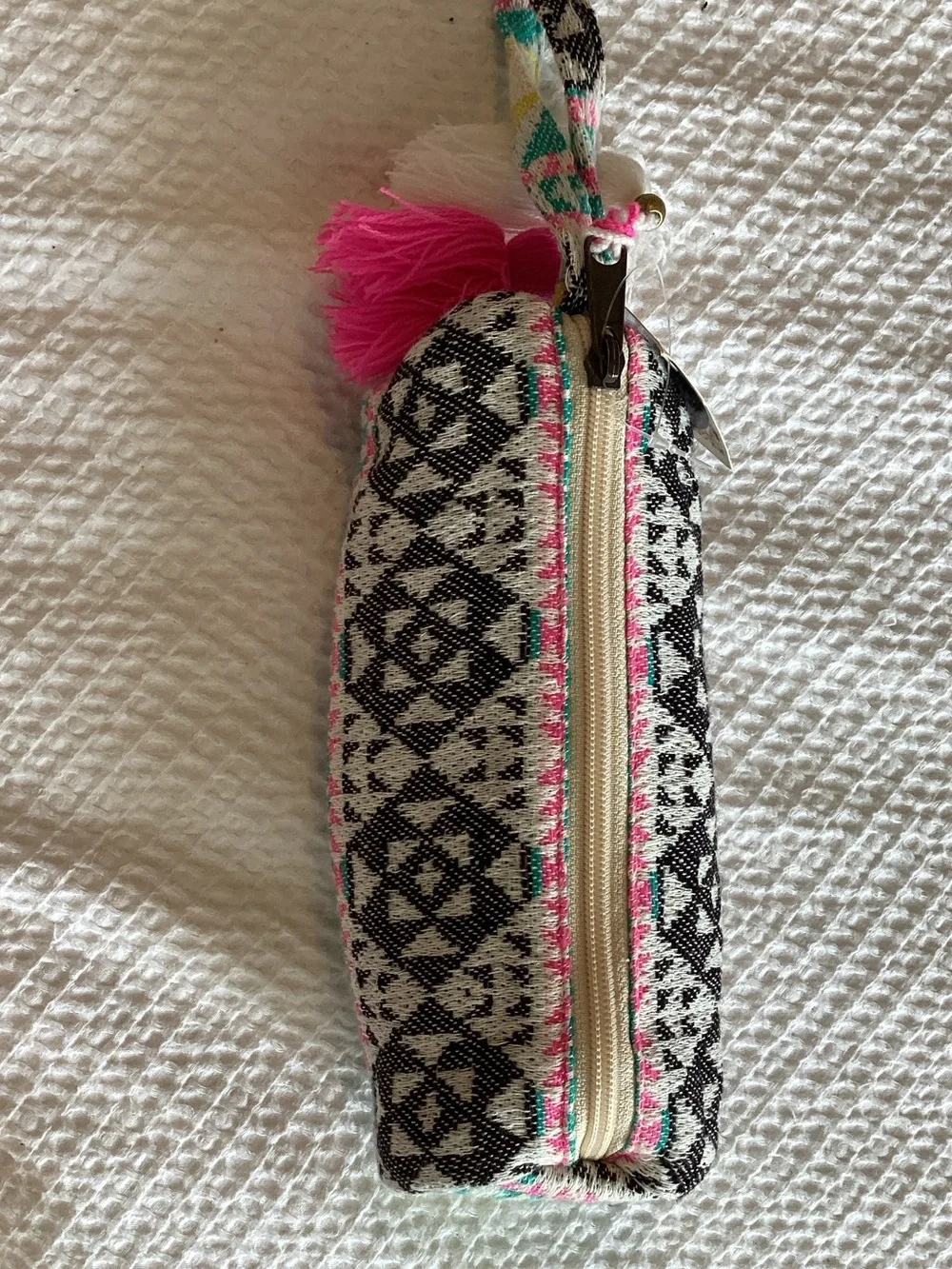 lovestitch Teal Pink Black Patterned Wristlet Cosmetic‎ Pouch